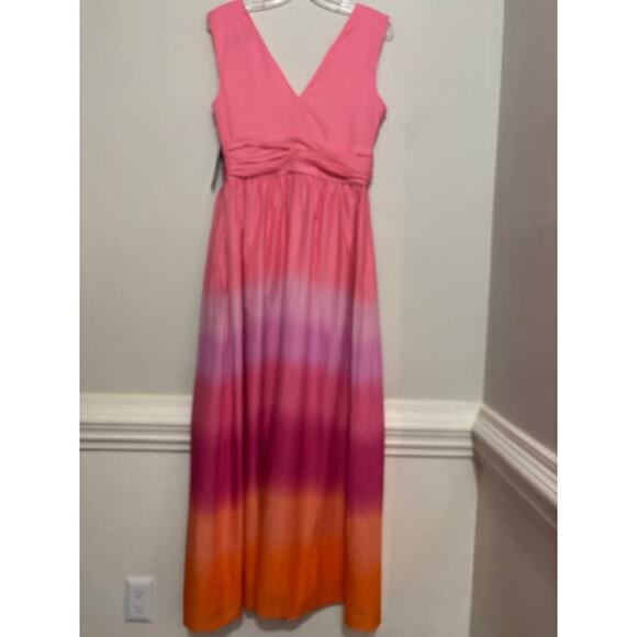 Taylor Maxi Dress Womens 12 V-Neck Sleeveless Ombre Pockets Coastal Cruise NWT - Picture 3 of 8